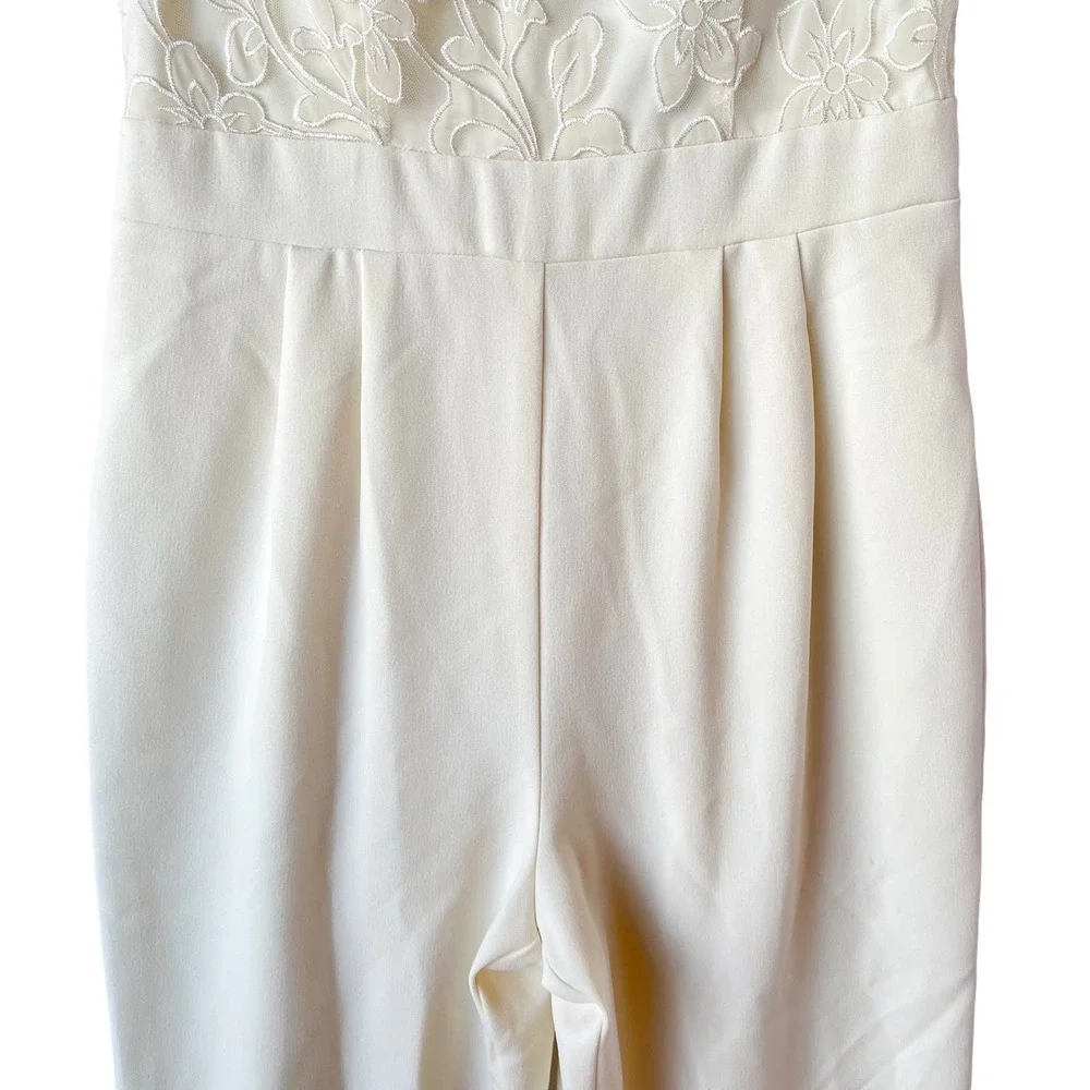 Eliza J Ivory Lace Cream Jumpsuit Women Size 4 - Picture 10 of 15